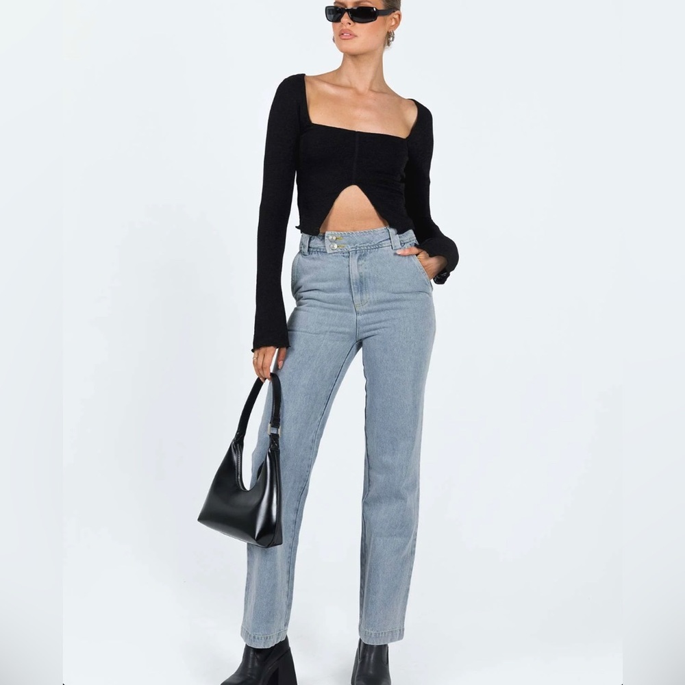 BRAND NEW: Princess Polly Ikena Straight Leg Jeans Light Wash Denim